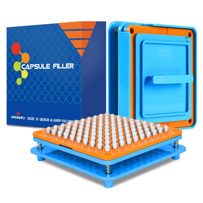 WANANFU Capsule Filling Machine for Size 0 Empty Capsules Vegetarian or Gelatin, Detailed Instructions and Spoon Included
